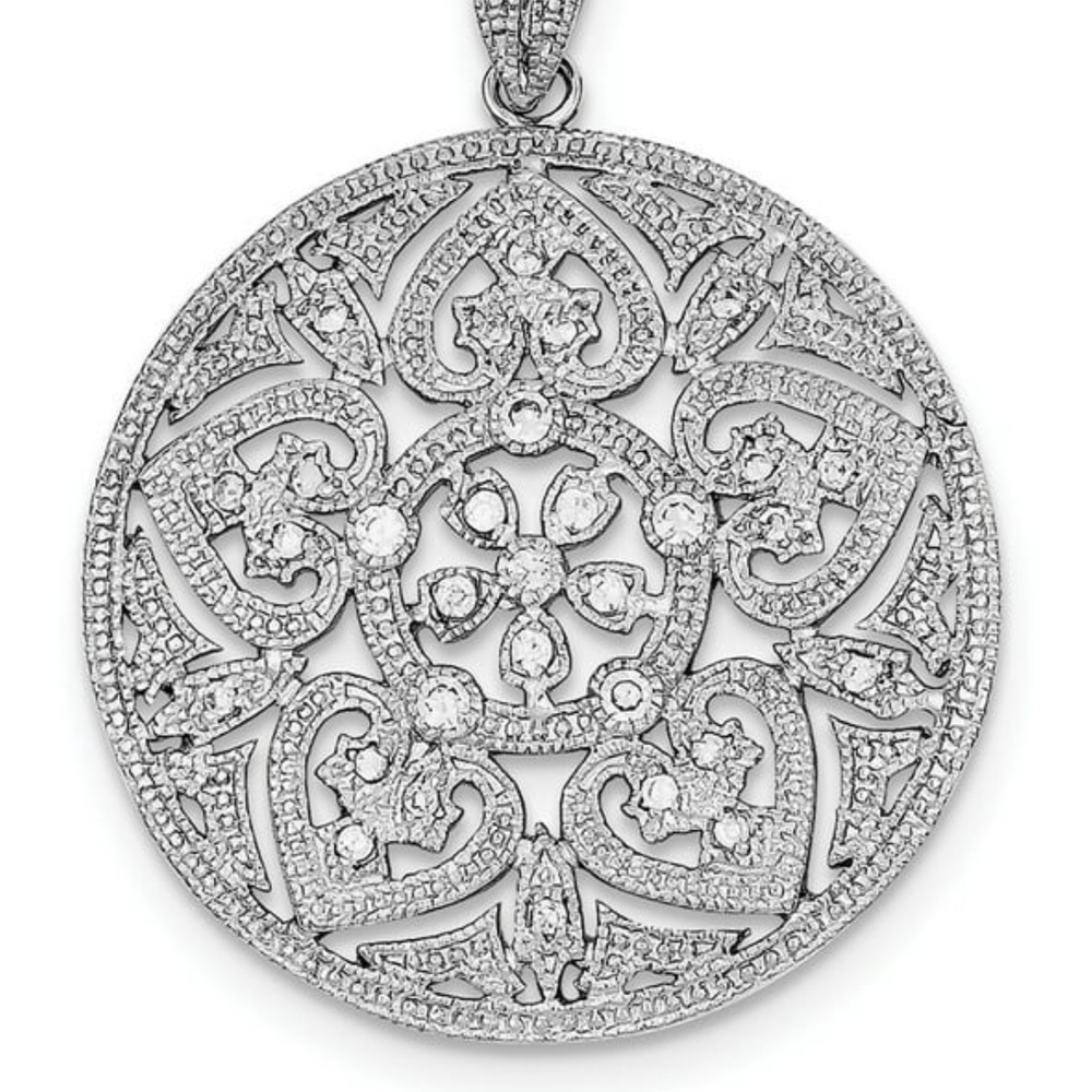 Intricate Sterling Silver Filigree Pendant Necklace - Picture 2 of 4